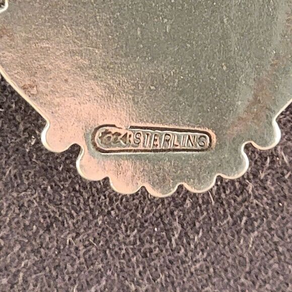 Vintage Sterling Green Blue Chalcedony Art Deco Bezel Pendant - Picture 7 of 8